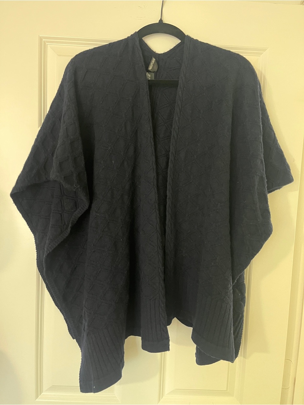 Doncaster Navy 100% Wool Open-Front Cape Vest
